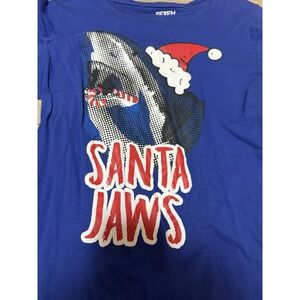 Seven Oaks Boys Christmas Shark Santa Jaws Size Xl 18 Graphic Tee Holiday Theme